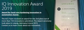 Award for the ACS – Advanced Core Solutions-Team by the IQ Innovation Award 2019